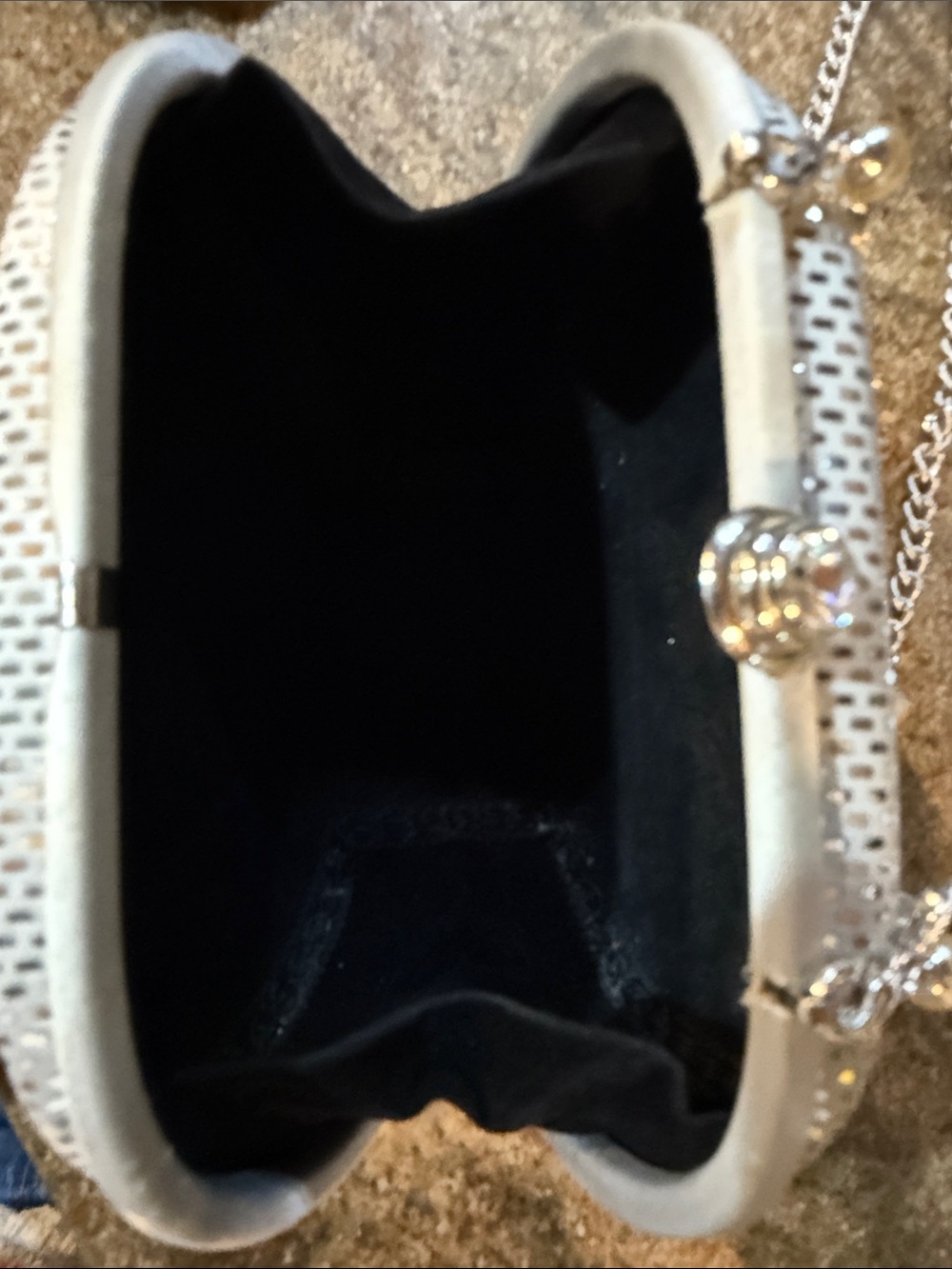 ♦️ ST. JOHN Italy evening bag clutch vintage metallic silver paillette - Picture 6 of 9